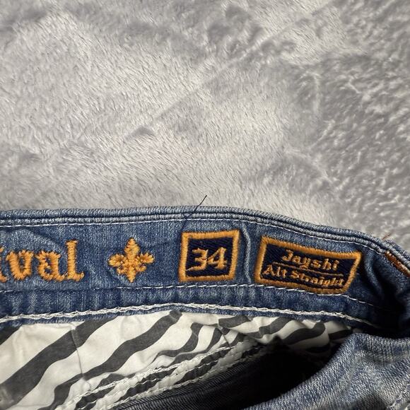 Rock Revival Men’s Jeans Jayshi Alt Straight 34 Distressed Grunge Skater Street - Picture 4 of 9